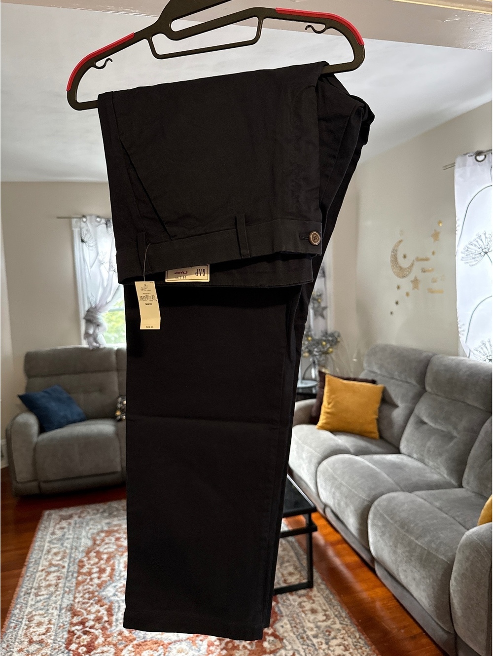 Men's Dark Navy Chino Pants with Buttoned back Pockets, Size 38x32, New with Tag